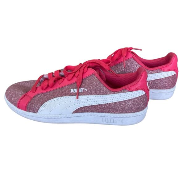 Puma Women's Glitter Lace-up Sneakers Pink and White Size 6.5 Medium - Picture 4 of 7